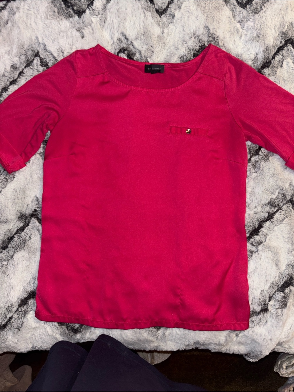 The Limited Bright Red Short Sleeve Tee with Pocket Accent